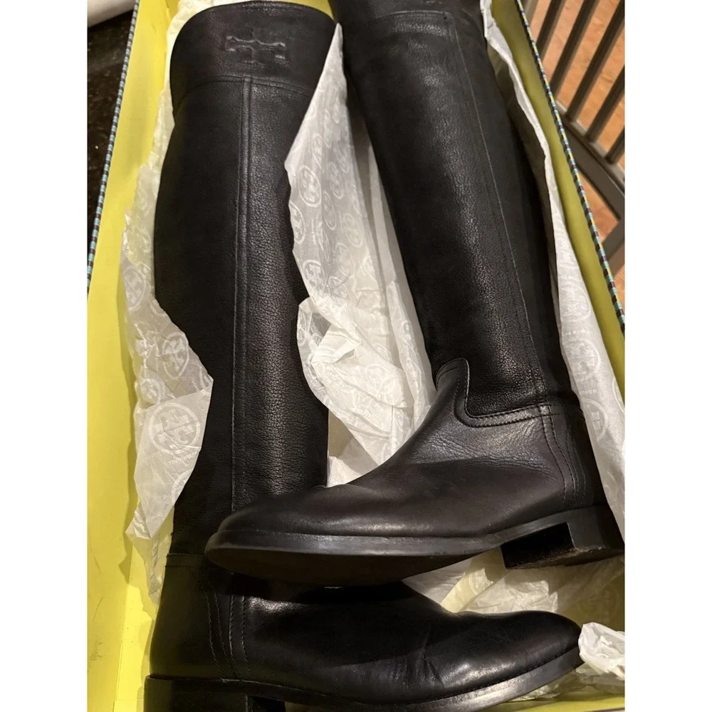 Tory Burch Simone over the knee‎ boot black leather equestrian preppy Sz-8 575$